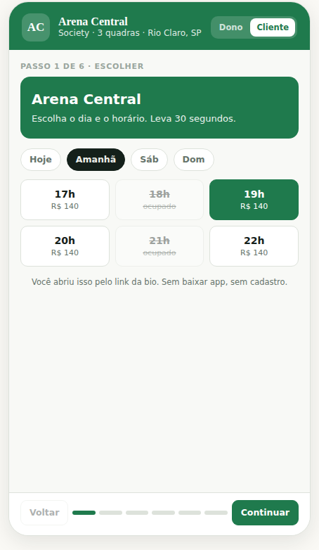 Cliente reserva sozinho